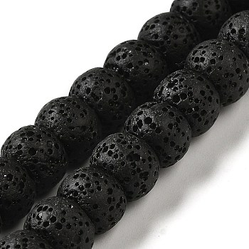 Natural Lava Rock Dyed Beads Strands, Rondelle, Black, 10x7~7.5mm, Hole: 1.6mm, about 55~56pcs/strand, 16.14''(41~41.5cm)