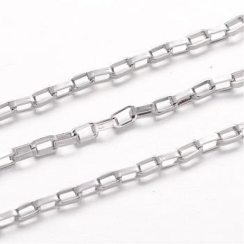 304 Stainless Steel Box Chains, Unwelded, for Jewelry Making, Stainless Steel Color, 3x1.5x0.8mm
