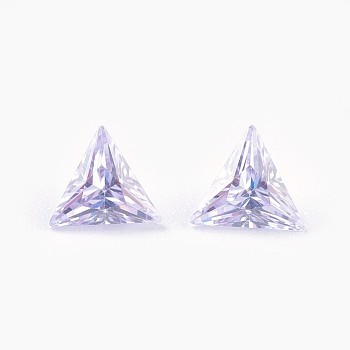 Cubic Zirconia Pointed Back Cabochons, Triangle, Faceted, Lavender, 5x6x3mm