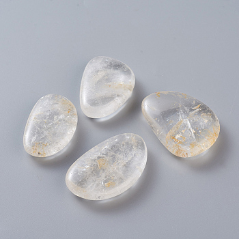Natural Quartz Crystal Beads, Rock Crystal, Tumbled Stone, Healing Stones for 7 Chakras Balancing, Crystal Therapy, No Hole/Undrilled, Nuggets, 30~50x20~35x8~13mm