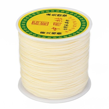 Braided Nylon Thread, Chinese Knotting Cord Beading Cord for Beading Jewelry Making, Lemon Chiffon, 0.8mm, about 100yards/roll