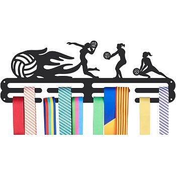 Sports Theme Iron Medal Hanger Holder Display Wall Rack, with Screws, Volleyball Pattern, 150x400mm