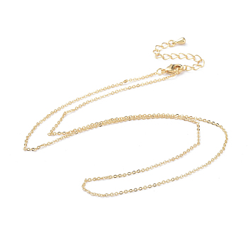 Brass Cable Chain Necklaces, with Lobster Claw Clasp, Real 18K Gold Plated, 17.51 inch(44.5cm)