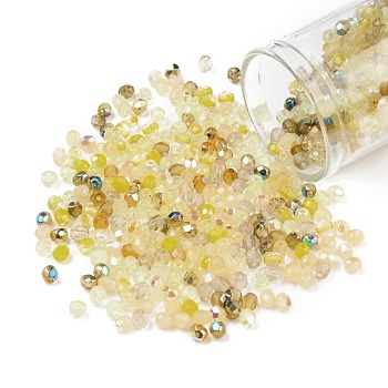 Fire-Polished Czech Glass Beads, Faceted, Ananas, Yellow, 3x3mm, Hole: 0.8mm, about 1440pcs/bag