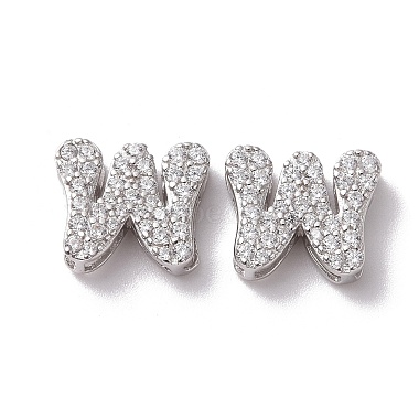 Letter W Cubic Zirconia Beads