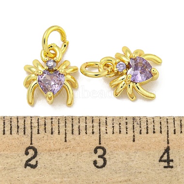 Rack Plating Brass Micro Pave Cubic Zirconia Spider Charms(ZIRC-I065-02G)-3