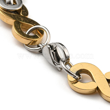 Two Tone 304 Stainless Steel Infinity Link Chain Bracelet(BJEW-B078-07GP)-3
