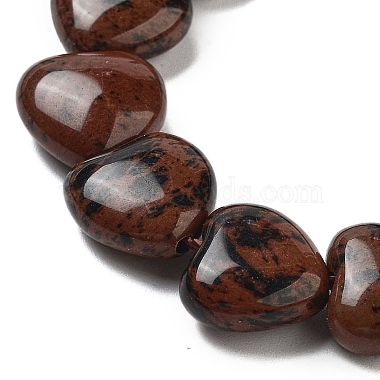 acajou naturel perles obsidienne brins(G-B022-25C)-3