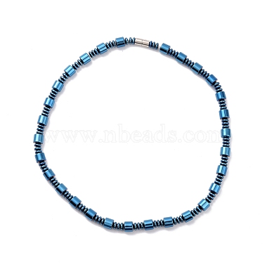 Bracelet de collier de perles de colonne en hématite synthétique et laiton avec fermoirs magnétiques(SJEW-G079-01)-3