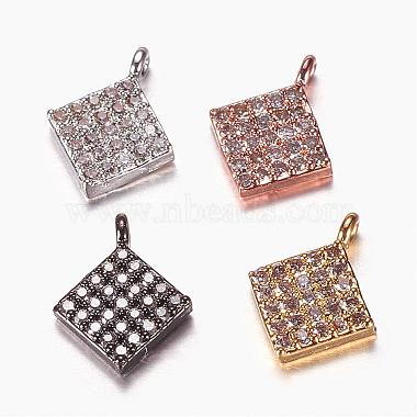 Mixed Color Clear Rhombus Brass+Cubic Zirconia Charms