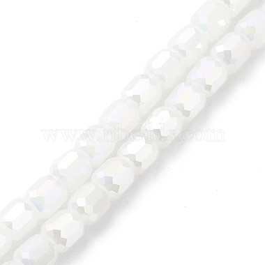 White Barrel Glass Beads