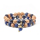 Ensemble de bracelets extensibles de perles rondes en sodalite naturelle et en bois(BJEW-JB07165-04)-1