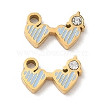 304 Stainless Steel Enamel Pendants, Sunglasses Charms, with Rhinestone, Ion Plating(IP), Golden, 6x10x2mm, Hole: 1.5mm(SA-CBA7876-01G)