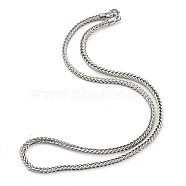 304 Stainless Steel Chain Necklaces, Snake Chain, Stainless Steel Color, 24.02 inch(61cm)(NJEW-P295-03P)