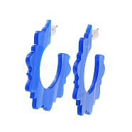 Acrylic Sun Stud Earrings, Half Hoop Earrings with 304 Stainless Steel Pins, Blue, 44.5x2mm(EJEW-I287-01D)
