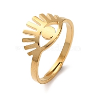 304 Stainless Steel Hollow Adjustable Rings, Golden, Eye, US Size 6 1/4(16.7mm), Wide: 2~9.5mm(RJEW-P091-01C-G)