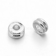Brass Spacer Beads, Flat Round, Silver Color Plated, 4x1.8mm, Hole: 1.5mm(X-KK-E640-01-4mm-S)