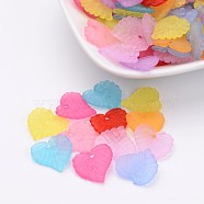 Mixed Transparent Leaf Frosted Acrylic Pendants, 14x14x3mm, Hole: 1.5mm(X-FACR-R018-M)