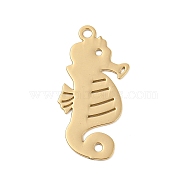 Brass Etched Metal Embellishments Pendants, Long-Lasting Plated, Sea Horse, Light Gold, 21x10x0.3mm, Hole: 1.2mm(KKC-D001-03KCG)
