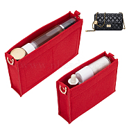 WADORN 2Pcs 2 Style Wool Felt Bag Organizer Inserts, with Alloy D-rings and Iron Findings, for Envolope Bag Accessories, Rectangle, Red, 17~23x12~15.5x4.6~4.8cm, Hole: 16x13.5mm, 1pc/style(FIND-WR0007-41D)
