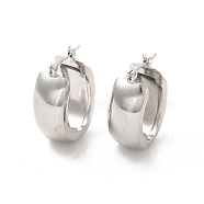 Brass Oval Thick Hoop Earrings for Women, Platinum, 26x18x9mm, Pin: 0.7mm(EJEW-E273-04P)