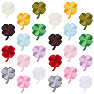24Pcs 12 Colors Computerized Embroidery Cloth Iron On/Sew on Patches, Costume Accessories, Clover, Mixed Color, 43x35mm, 2pcs/color(CLOV-FH0001-01)