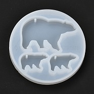 Polar Bear Silhouette Silicone Pendant Molds, Resin Casting Molds, UV Resin & Epoxy Resin Jewelry Making, White, 69x8mm, Hole: 1.5mm, Polar Bear: 33x51mm and 15x25mm(DIY-P029-11)