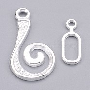 Alloy Hook and Eye Clasps, Cadmium Free & Lead Free, Silver Color Plated, Size: 13.5x25.5x1.5mm 6x16.5x1mm, hole: 2mm, Bar: 6mm wide, 16.5mm long, 1mm thick, hole: 2mm.(PALLOY-DK-2008-S)