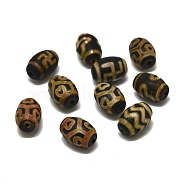 Tibetan Style dZi Beads, Natural Agate Beads, Dyed, Rice, Mixed Patterns, 13.5x10mm, Hole: 1.6mm(TDZI-D010-02C-04)