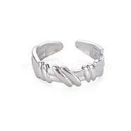 304 Stainless Steel Empaistic Open Cuff Rings, Stainless Steel Color, US Size 6 1/2(16.9mm)(RJEW-N038-044P)