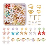 DIY Flower Earring & Finger Rings Making Kit, Including Resin Cabochons, Alloy Pendants, Brass Stud Earring Findings & Pad Ring Bases, Mixed Color, 88Pcs/box(DIY-SZ0008-48)