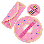 Canvas Cloth Stationery Storage Bag, Funny Food Pen Roll, Flat Round, Donut, 225x2mm(AJEW-WH0505-98B)