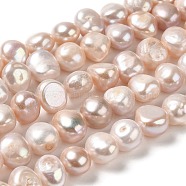 Natural Cultured Freshwater Pearl Beads Strands, Two Sides Polished, PeachPuff, 8~9x10~11x6.5~7mm, Hole: 0.5mm, about 42pcs/strand, 14.17~14.37 inch(36~36.5cm)(PEAR-E017-37)