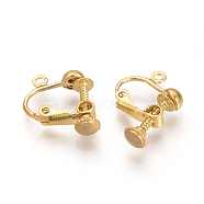 Brass Screw Clip-on Earring Setting Findings, Spiral Ear Clip, Nickel Free, Raw(Unplated), 16x14x5mm, Hole: 1mm(KK-T021-09)