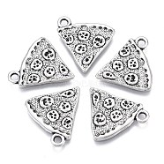 Rack Plating Tibetan Style Alloy Pendants, Lead Free & Nickel Free & Cadmium Free, Pizza, Antique Silver, 22x19x1.5mm, Hole: 2mm, about 555pcs/1000g(PALLOY-S120-307)