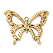 304 Stainless Steel Pendants, Butterfly Charm, Real 18K Gold Plated, 20x25.5x2mm, Hole: 1.5mm(STAS-Q252-09G)