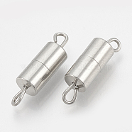 201 Stainless Steel Screw Clasps, Column, Stainless Steel Color, 17.5~18x5mm, Hole: 1.5x2mm(X-STAS-S103-07)