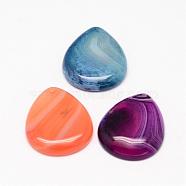 Natural Agate Pendants, teardrop, Dyed, Mixed Color, 30x25x5~6mm, Hole: 1mm(G-K119-12-M)