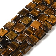 Natural Tiger Eye Beads Strands, Square, with Seed Beads, 10~10.5x10~10.5x5~5.5mm, Hole: 1.6mm, about 32pcs/strand, 15.16~15.35 inch(38.5~39cm)(G-L596-A01-D01)