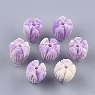 Synthetic Coral Beads, Dyed, Flower Bud, Medium Purple, 12x9mm, Hole: 1mm(CORA-S026-20B-02)