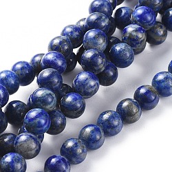 Natural Lapis Lazuli Round Beads Strands, 8mm, Hole: 1mm, about 48pcs/strand, 15.5 inch(X-G-I181-09-8mm)