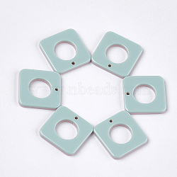 Resin Pendants, Two Tone, Square, Pale Turquoise, 24.5x24.5x3mm, Hole: 1.6mm(RESI-S374-06B)