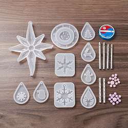 DIY Wind Chime Making Kit, Christmas Theme, Including Silicone Molds, Nylon Monofilament Fishing Line, Plastic Beads, Aluminium Tubes, Mixed Color, 10~235x0.2~178x0.2~11mm(DIY-D070-02P)