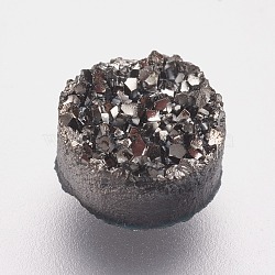 Resin Imitation Druzy Quartz Cabochons, Flat Round, Slate Gray, 6x3~3.5mm(RESI-E013-02K-6mm)