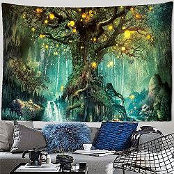 UV Reactive Blacklight Trippy Polyester Wall Hanging Tapestry, for Bedroom Living Room Decoration, Rectangle, Tree of Life, 1300x1500mm(LUMI-PW0004-069B-04)