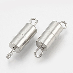 304 Stainless Steel Screw Clasps, Column, Stainless Steel Color, 17.5~18x5mm, Hole: 1.5x2mm(X-STAS-S103-07)