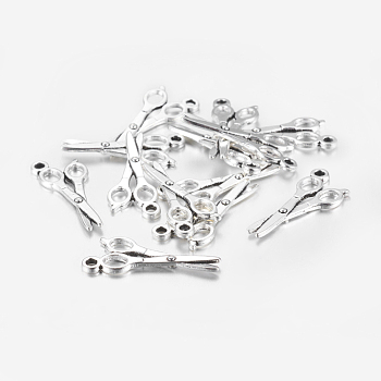 Alloy Pendants, Scissors, Cadmium Free & Lead Free, Antique Silver, 27x10x2mm, Hole: 2mm