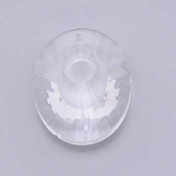 Transparent Glass Big Pendants, for Chandelier Crystal Hanging Pendants, Faceted, Oval, Clear, 49x29x15mm, Hole: 2mm