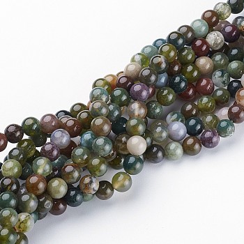 Natural Indian Agate Beads Strands, Round, about 6mm in diameter, hole: about 0.8mm, about 59~62pcs/strand, 15~16 inch