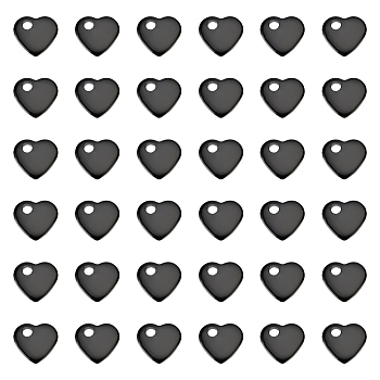 40Pcs 304 Stainless Steel Charms, Stamping Blank Tag, Heart, Electrophoresis Black, 5x6x1mm, Hole: 1mm